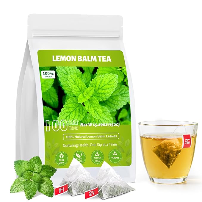 Lemon Balm Tea, Natural Lemon Balm Herbal Tea Bags for Calming and Digestion Support Caffeine-free - (100 Count