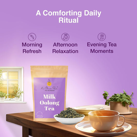 Zi Chun Milk Oolong Tea Loose Leaf 3.5 oz, Taiwan Jin Xuan Tea | High Mountain Milky Tea, Naturally Creamy Flavor, Hand-Picked Whole Leaves, Ball-Rolled Leaf, Non-GMO, Hot or Iced Brew