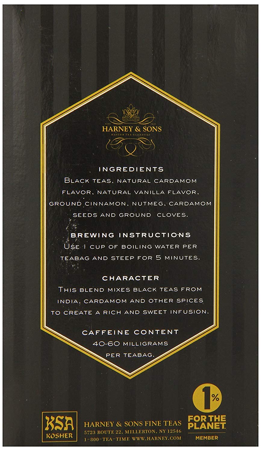 Harney & Sons Harney & Son's Masala Chai Box of 20 Teabags Two Pack (40 Total) - Spicy Black Tea Blend With Cardamom