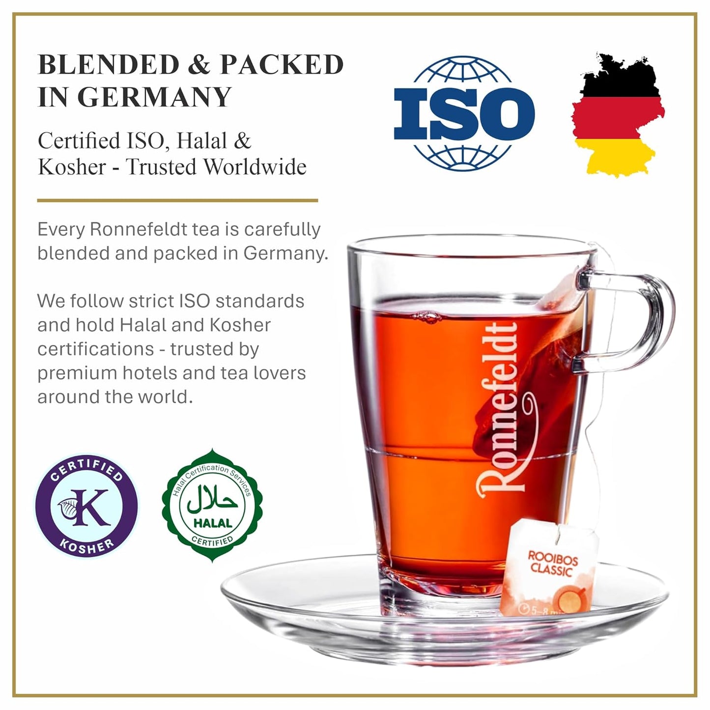 Ronnefeldt Teavelope Rooibos Classic – Naturally Caffeine-Free South African Red Herbal Tea – 25 Individually Wrapped Tea Bags