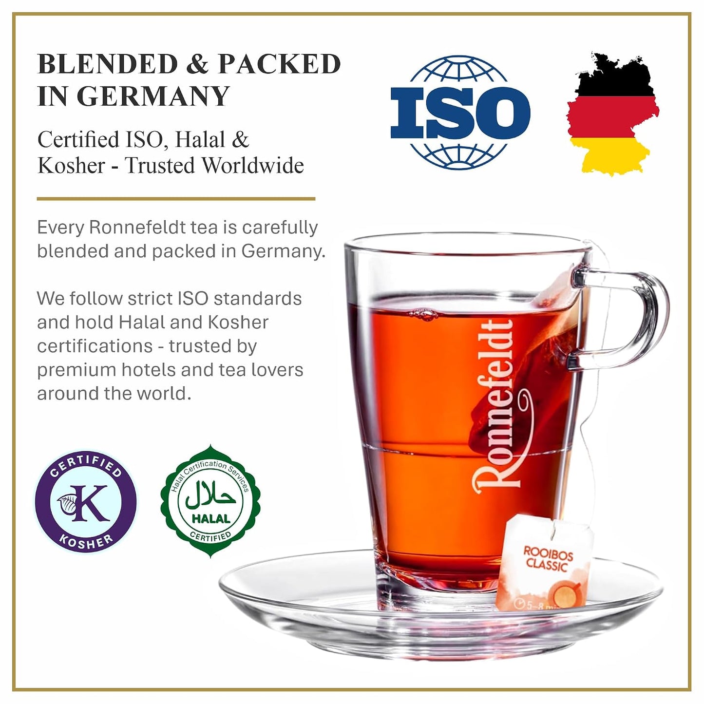 Ronnefeldt Teavelope Rooibos Classic Tea Bags Individually Wrapped, 25 Ct | Pure South African Rooibos, Smooth and Naturally Sweet, Naturally Caffeine-Free, German, 25 Count, Pack of 1