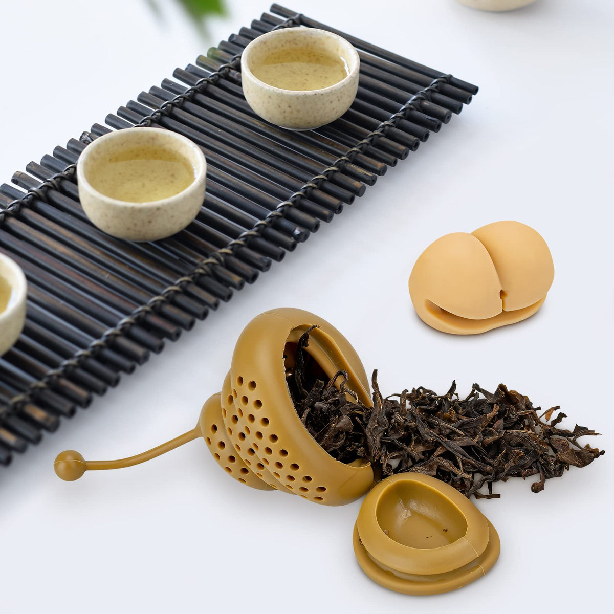 Noviko 2 Pack Butt Poop Tea Infuser for White Elephant Gift,Silicone Cute Tea Infusers for Loose Tea