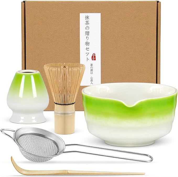 Matcha Whisk Set, Japanese Traditional Bamboo Chasen & Matcha Set with Scoop & Sifter