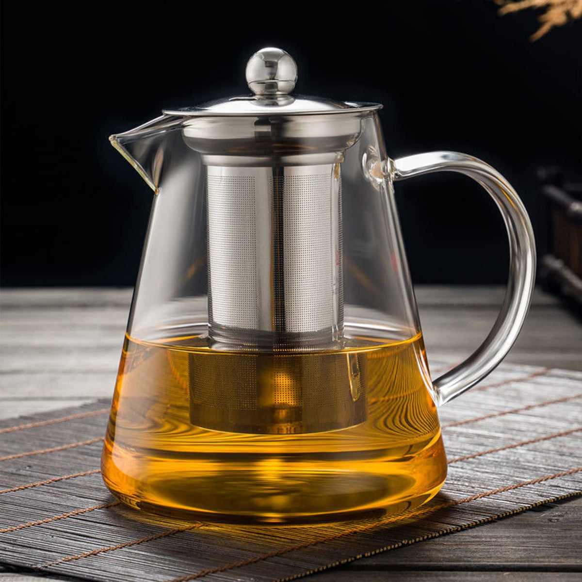 XINHUISHQZ Glass Teapot with Removable Stainless Steel Infuser, Borosilicate Glass Tea Pot with Strainer,for Blooming Tea &