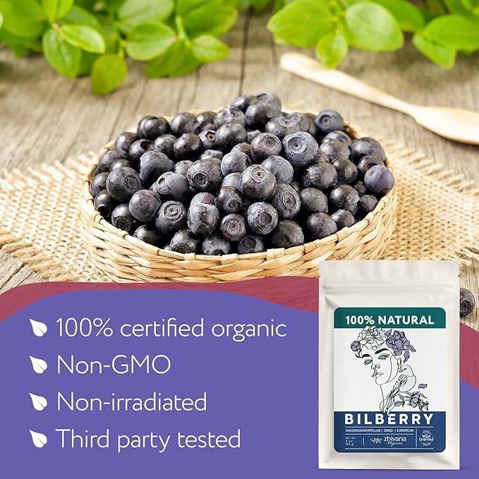 Wild Bilberry Dried Fruits (4 oz.) – Bilberry Tea – Superfood Berries – Whortleberry (Vaccinium myrtillus)