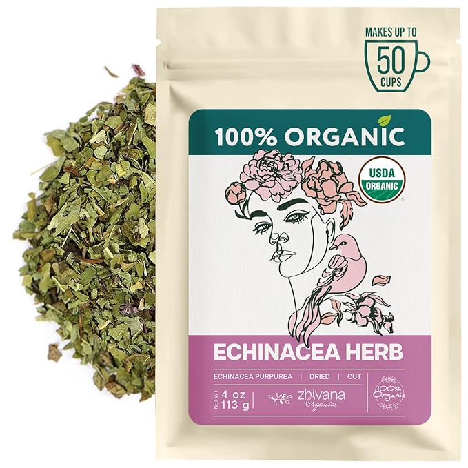 Echinacea Tea Loose Leaf (4 oz.) - Organic Echinacea Herb - Equinacea Organica - Great for Seasonal Changes - Supports Faster Recovery