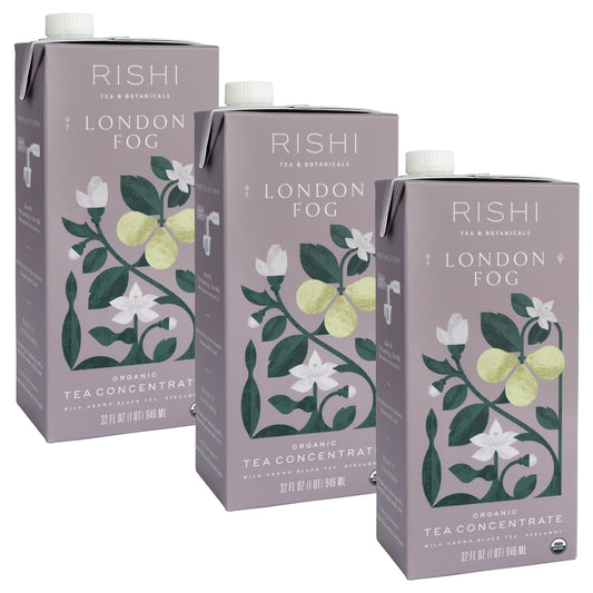 Rishi Tea London Fog Latte, Organic Black Tea Concentrate, 96 Fl Oz | Earl Grey Latte Concentrate with Bergamot, Easy-to