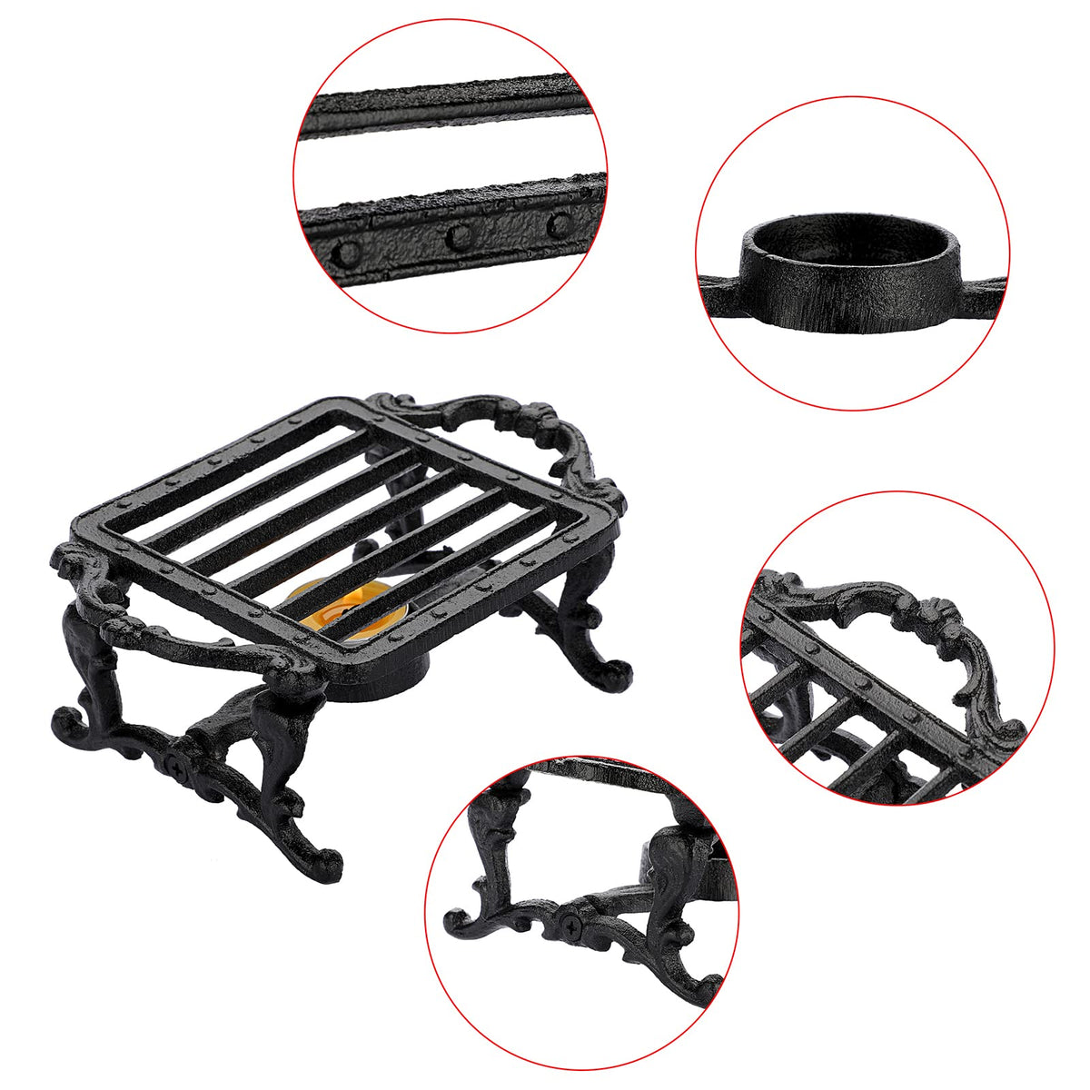 Sumnacon Tea Warmer Cast Iron Tea Pot Warmer with Tealight Candle Holder Sturdy Functional Teapot Warmer Stand for Office