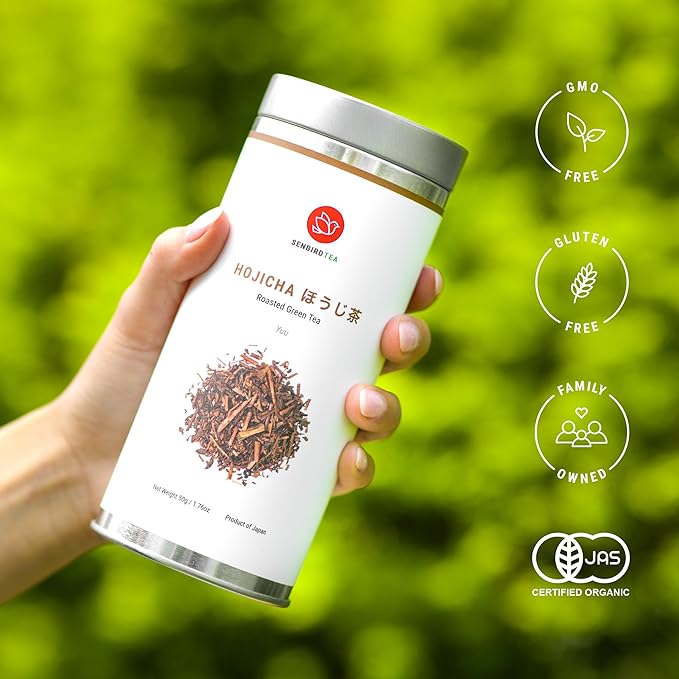Senbird Premium Hojicha - Japanese Roasted Green Tea - From Shizuoka, Japan - Loose Tea In Airtight Tea Tin (1.76oz/50g)