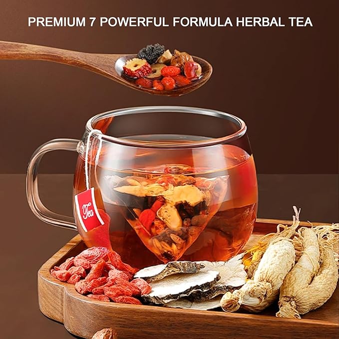 Ginseng Five Treasure Tea, 20 Teabags, Herbal Tea Formula Ginseng Six Treasure Traditional Chinese Herbal Tea for Men & Women