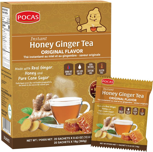 Pocas Honey Ginger Tea, Original, Instant Powder (20 Pack)
