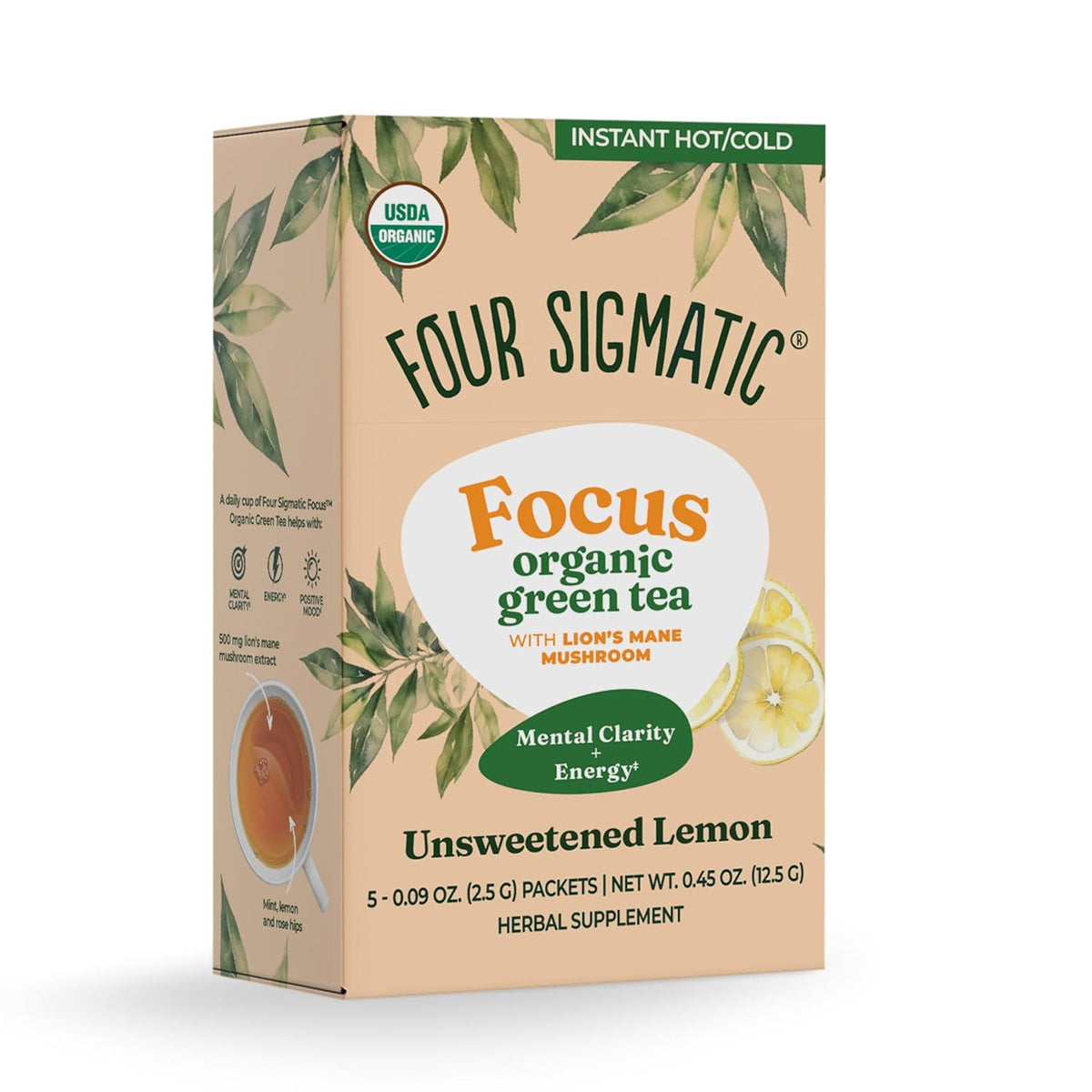 Four Sigmatic Focus Organic Green Tea Single Serve 5ct