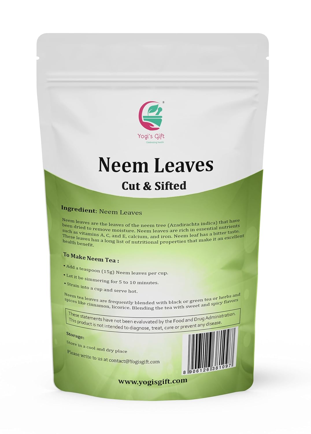 Yogi's Gift® Neem Leaves 1 Lb | Cut &amp; Sifted Neem Leaf | Loose Herbal Tea