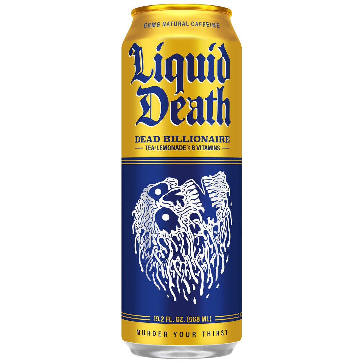 Liquid Death Iced Tea - Dead Billionaire (Black Tea/Lemonade), Less Sugar*, Boost of Caffeine, B Vitamins, No Artificial