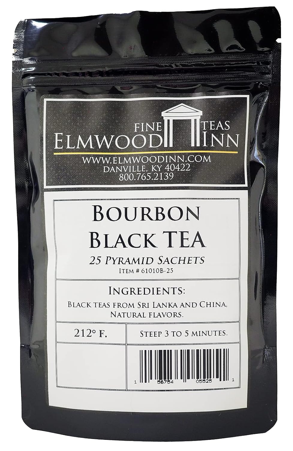 Elmwood Inn Fine Teas, Bourbon Black Tea, 25 Pyramid Sachet Tea Bags