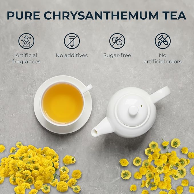 Injoy Your VITALGRI:N Vietnamese Chrysanthemum Tea - 55 Count (+5 Tea Bags) Bamboo Tong Included - 4.23 oz