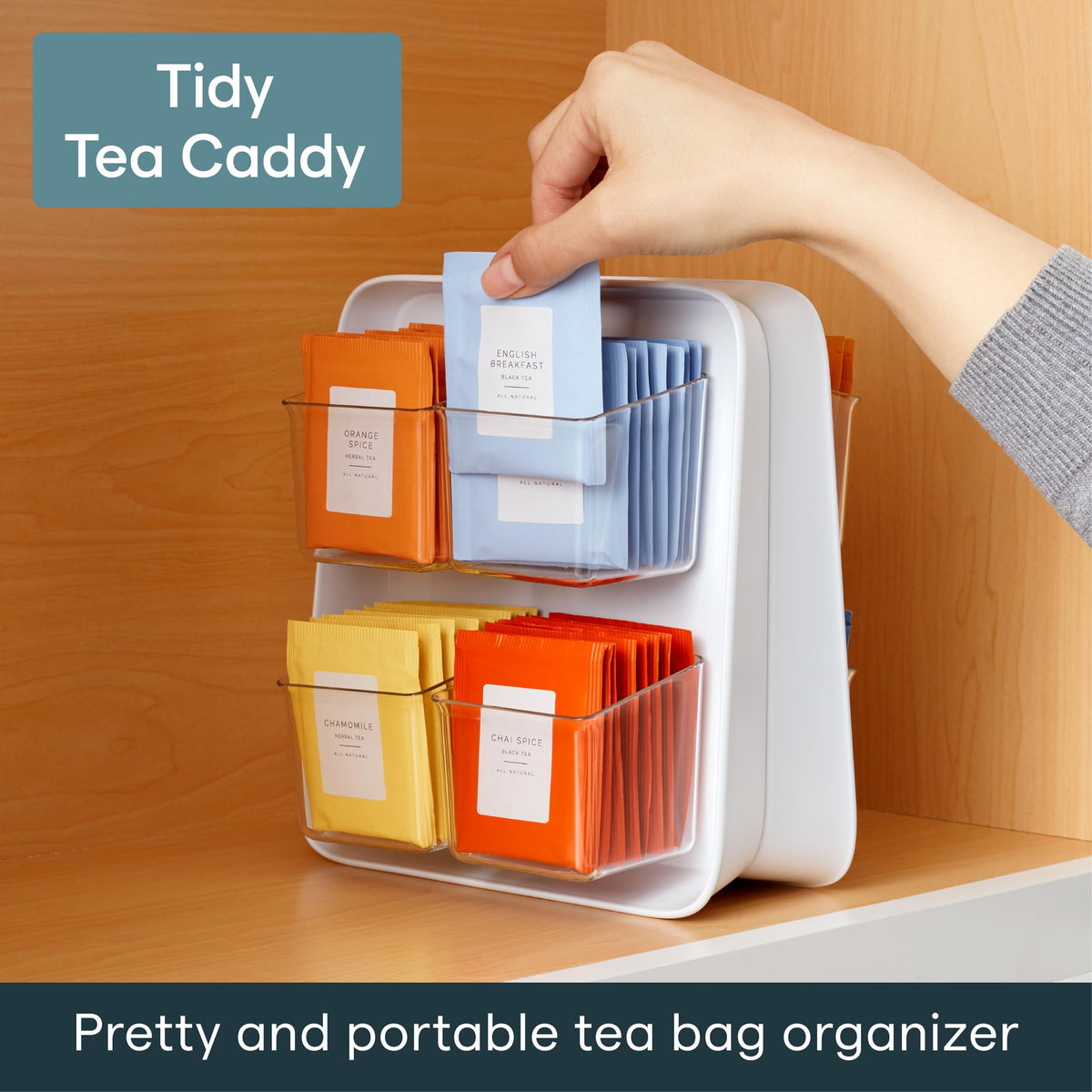 YouCopia SipStation 80 Tea Bag Organizer, Cabinet to Counter Tea Bag Caddy