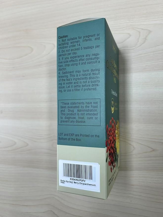 OsakaSip Goji Berry Chrysanthemum Tea Bags - Natural Liver Detox Cleanse Kidney Health - Excellent Chinese Herbal Raw Formula Cassia Seed Dandelion Leaf Gardenia Licorice Orange Peel (150g 15 Bags)