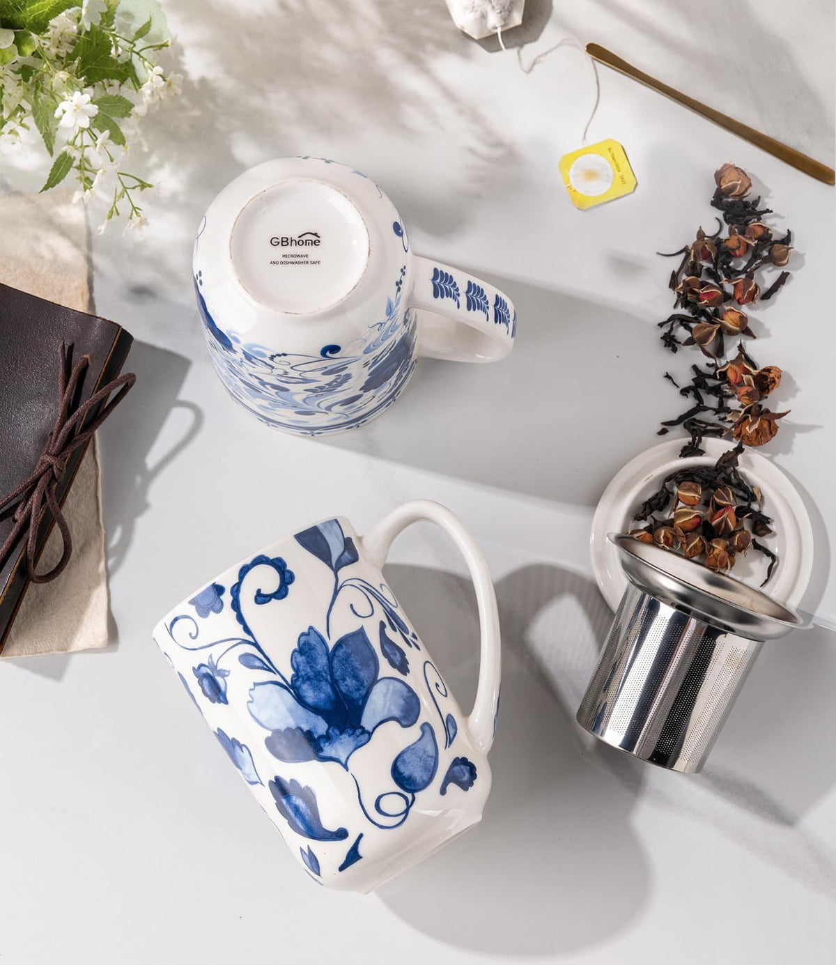 GBhome Tea Mug with Infuser and Lid,18 oz Loose Leaf Tea Cup with Steeper