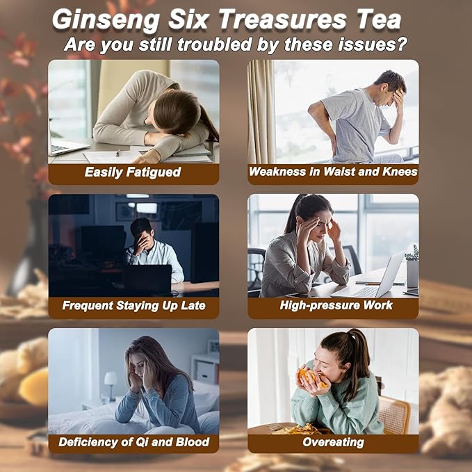 Ginseng Five Treasure Tea,Kidney Tea,Ginseng Six TreasureTea,Natural Kidney Cleanse tea for Women & Men