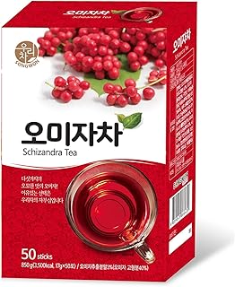 SONGWON Omija Tea Blend with Schisandra, Pomegranate & Aronia – Sweet & Fruity Korean Instant Tea, Convenient Stick Packs for Hot or Cold, 29.98 oz (17g x 50 Sticks)