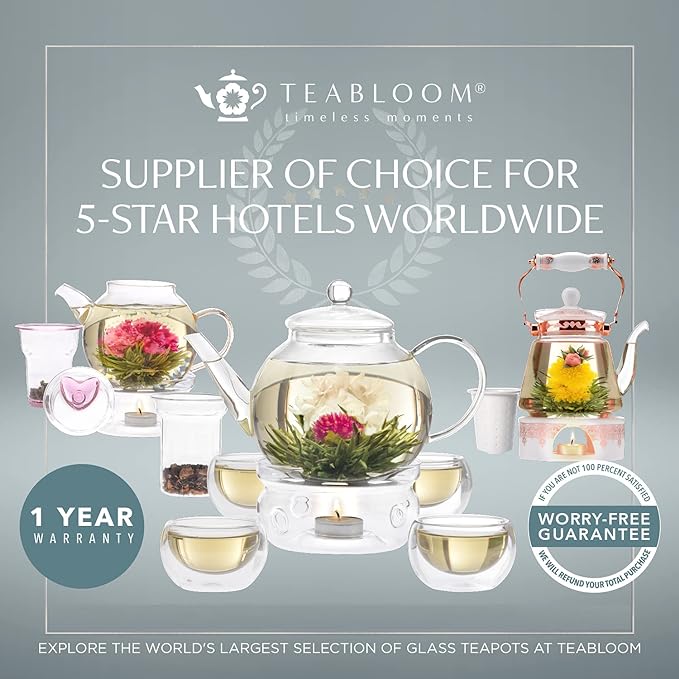 Teabloom Innovative Filtered Borosilicate Glass Teapot With Microdot Whole Leaf Tea Glass Infuser, 40 ounces – A Pure & Immersive Tea Experience – Tea Purist's Choice