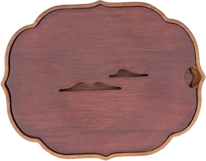 Asixxsix Bamboo Tea Serving Tray with Water Storage, Brown, 20"