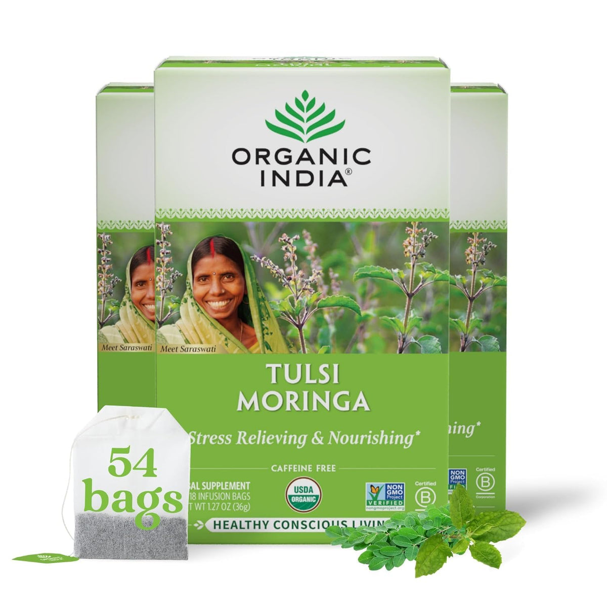 ORGANIC INDIA Tulsi Moringa Tea Bags