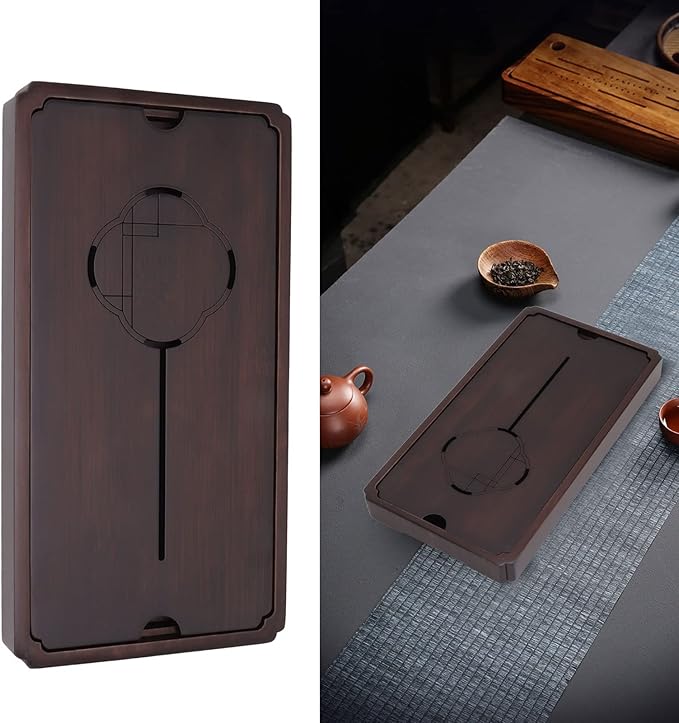 1Pcs Chinese Gongfu Tea Tray Table Box with Water Storage, Wooden Chinese Water Storage Drainage Tea Tray, Simple Decorative Household Tea Serving Tray(Small)