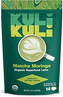 Kuli Kuli Matcha Moringa Organic Superfood Latte - Matcha Green Tea Powder for Natural Caffeine & Antioxidants with Moringa and Lion’s Mane for Cognitive Support and Mental Focus