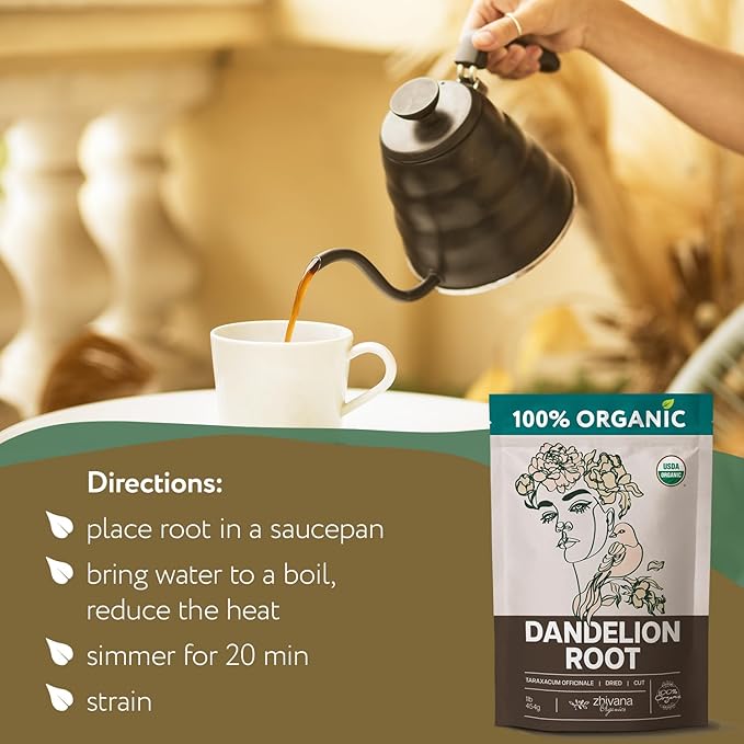 Dandelion Root Tea Loose (16 oz.) – Organic Dandelion Root Herb - Te de Diente de Leon Organico Natural - Digestion