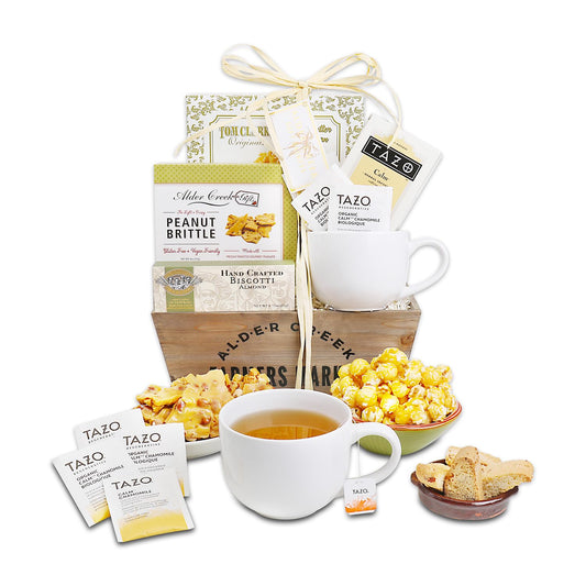 Tea Time Wicker Basket Gift -Housewarming, Birthday, Thinking of You