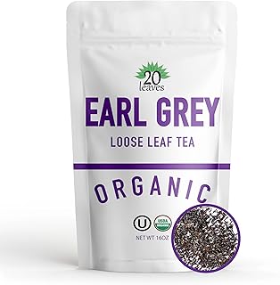 Earl Grey Loose Leaf Black Tea - 100% Certified Organic - 1LB Pouch - 16OZ Resealable Kraft Bag - 1 Pack