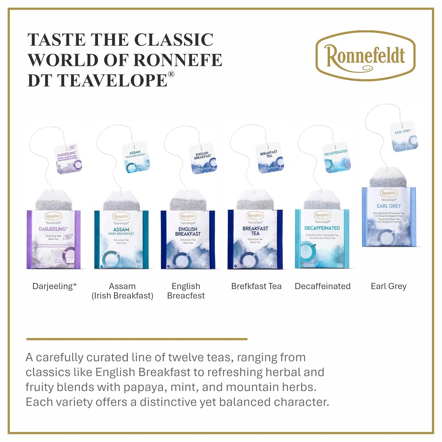 Ronnefeldt Teavelope Earl Grey - Flavoured Black Tea With Bergamot Flavour India Bags Tea Individually Wrapped, 25 Count - Strong, Smooth, Caffeinated - Hot or Iced