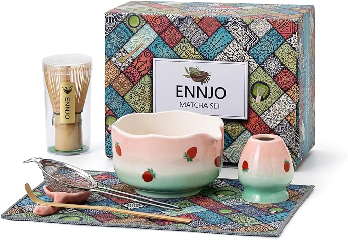 7 Pcs Matcha Whisk Set Elegant Petal Shaped Matcha Bowl Design, Ideal for Matcha Lover, Matcha Kit That Perfect for Home Gatherings And Social Sharing, Microwave And Dishwasher Safe