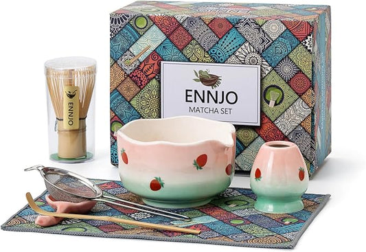 7 Pcs Matcha Whisk Set Elegant Petal Shaped Matcha Bowl Design, Ideal for Matcha Lover, Matcha Kit That Perfect for Home Gatherings And Social Sharing, Microwave And Dishwasher Safe