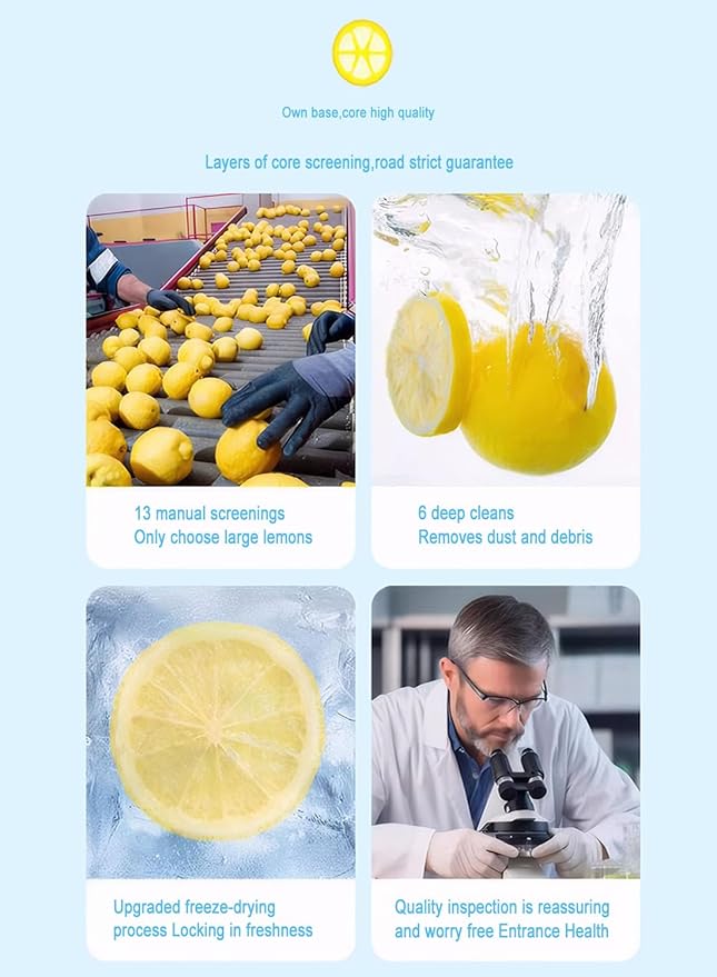 Freeze dried lemon, fresh dried lemon slices, fruit tea freeze-dried lemon, very suitable for tea, baking and decoration, beverages, cocktails, side dishes, rich taste(Freeze dried lemon, 12.69oz/360g,144-148 pieces)
