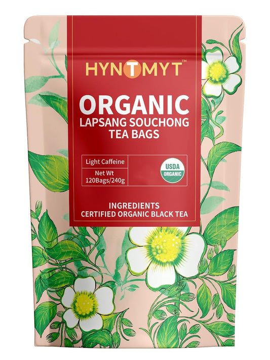 Hyntmyt Organic Lapsang Souchong Tea Bags, USDA Organic Lapsang Souchong Smoked Tea, Smoky Flavor, Lower Caffeine, 120 Count