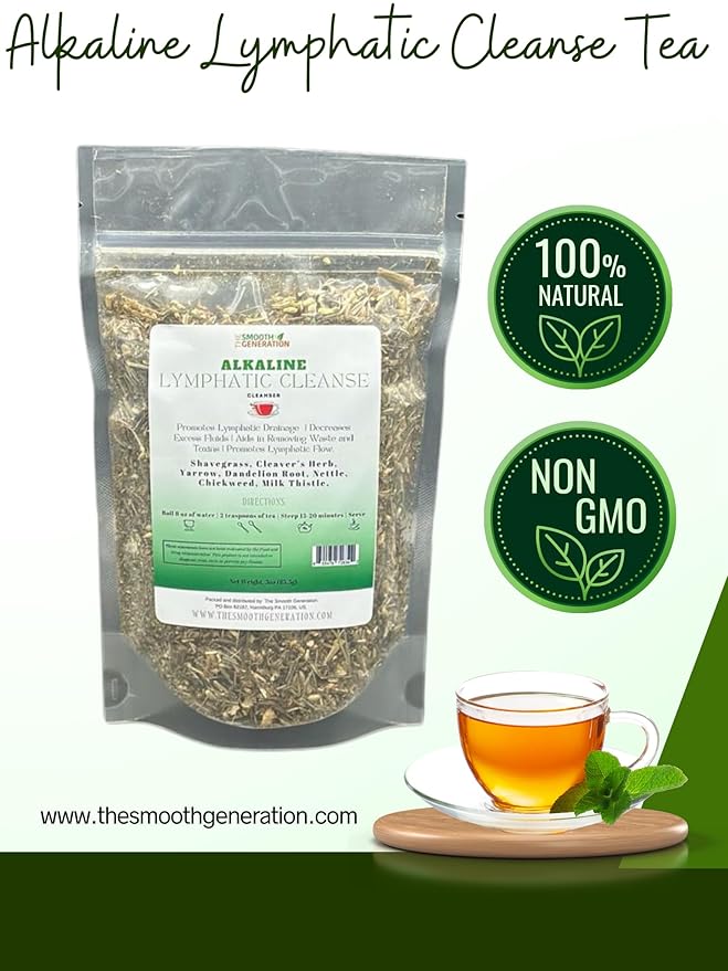 Alkaline Lymphatic Cleanse Tea, Herbal Blend for Detox and Drainage, 3 oz