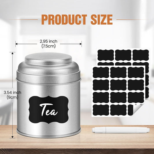 TRISCO Tea Tin with Airtight Double Lids for Loose Leaf Tea Storage, 8 Oz Kitchen Small Tin Can and Tea Canister for Tea Coffee Sugar Candy Spices (12 Pcs) | Capacity 8 Oz Liquid, Kitchen Small Tin Can and Tea Canister, for Tea Coffee Sugar Candy Spices,
