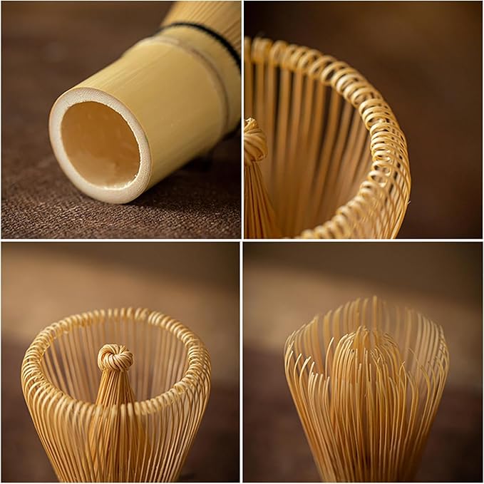 Matcha Whisk Set, Matcha Set, 6 Pieces, with Bamboo Whisk, Ceramic Bowl & Sifter Complete Matcha Powder Tea Includes Scoop & Spout Bowl