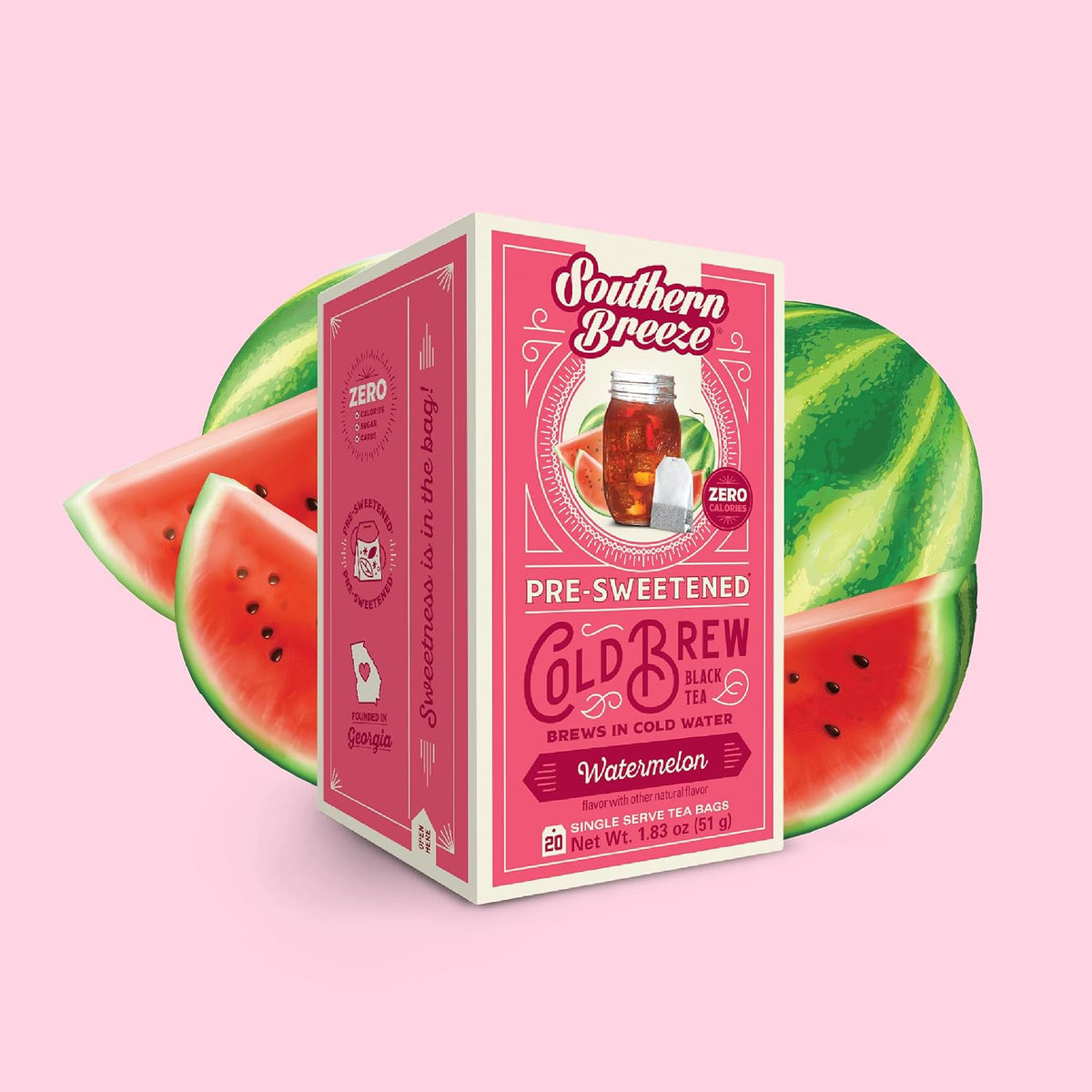 Southern Breeze Cold Brew Sweet Tea Watermelon Iced Tea 20 Tea Bags