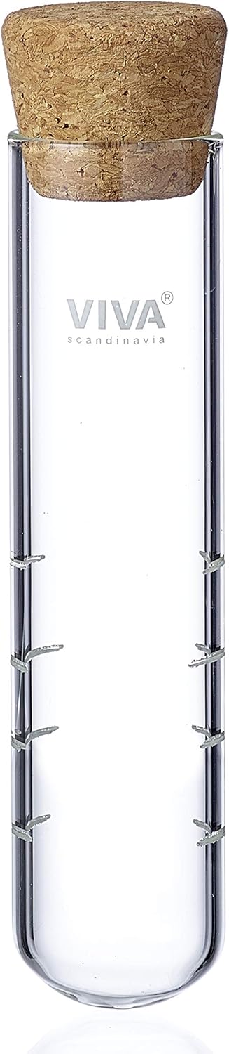 VIVA Travel Glass Tea Infuser Tube with Cork Lid - For Brewing Tea On The Go