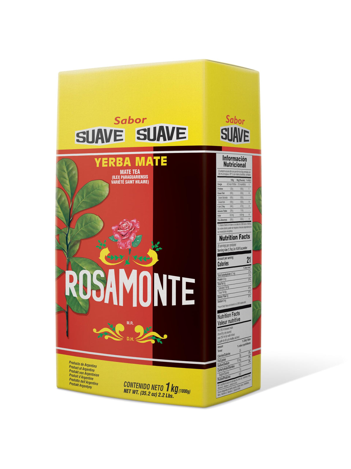 Rosamonte Suave Yerba Mate, Light Con Palo, 1kg (2.2 lb)