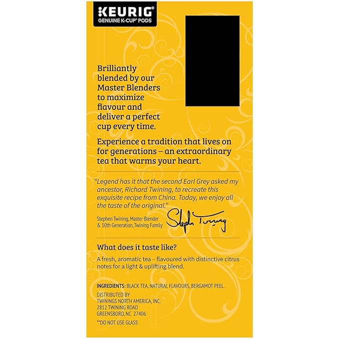 Twinings Decaf Earl Grey K-Cup Pods for Keurig, Decaffeinated Black Tea Flavoured with Citrus and Bergamot, 24 Count (Pack of 2)