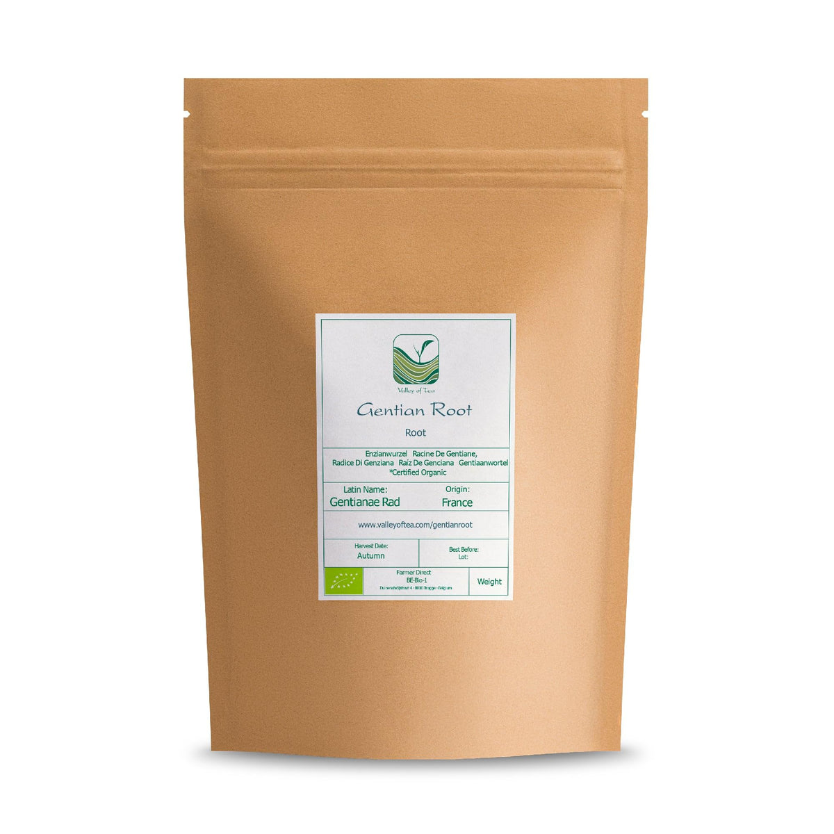 Valley of Tea Gentian Root Organic Dried Whole Root - Herbal Tea and Aromatic Bitters