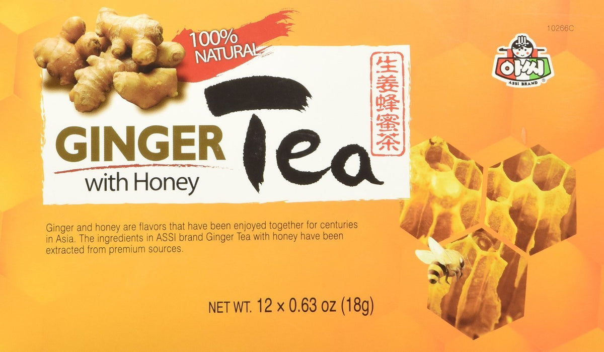 Assi Instant Ginger Tea with Honey, 12 bags x 0.63oz (2 Packs)