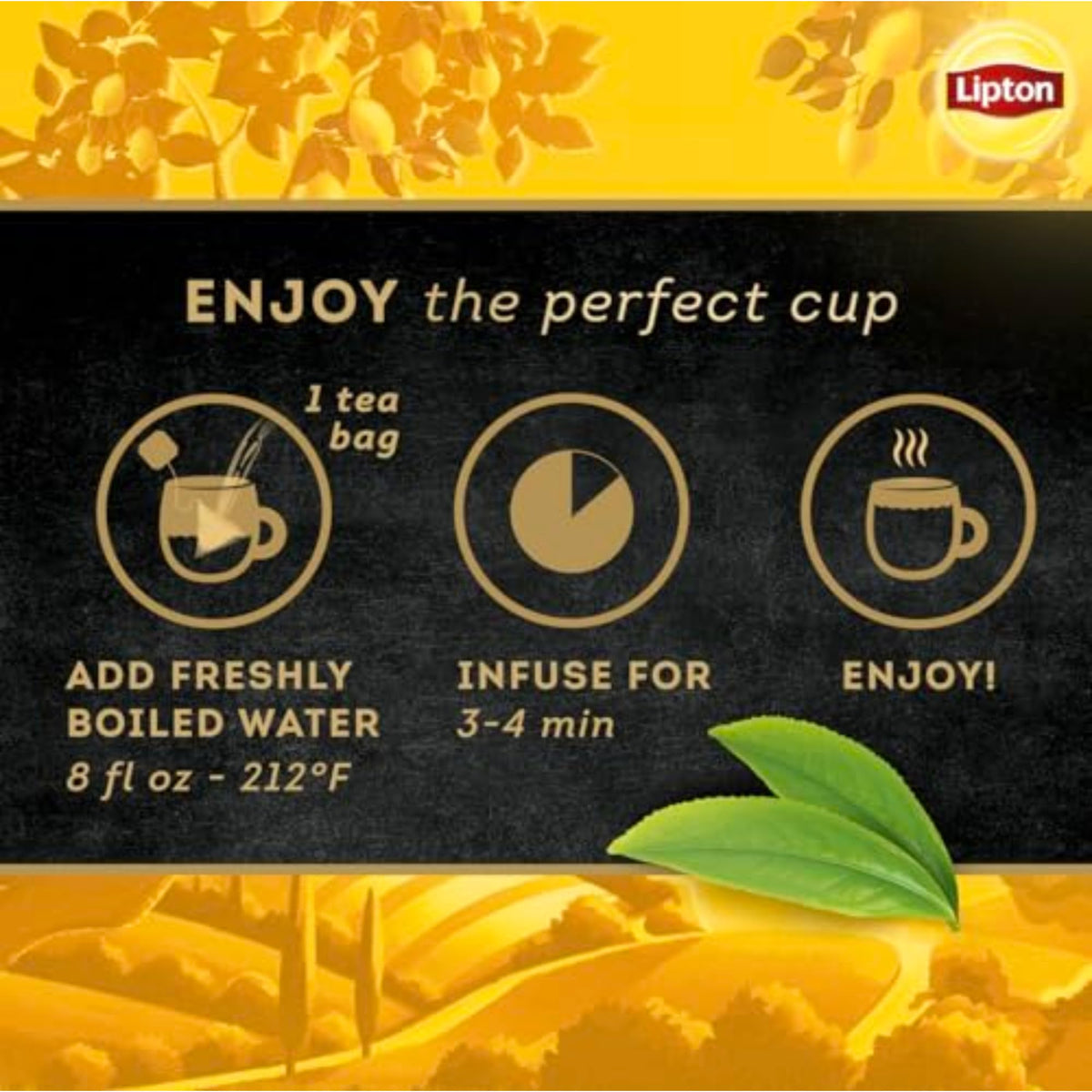 Lipton Lemon Black Tea Pyramid Bags, 80 Total Tea Bags (20 Count 4-Pack)