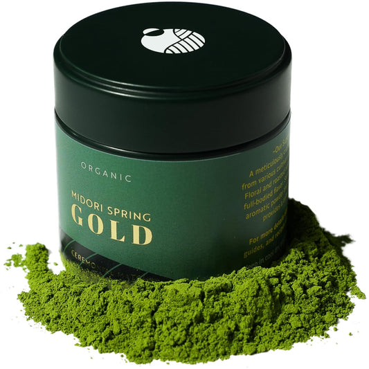 Midori Spring Organic Ceremonial Grade Matcha - Gold 1st Harvest Blend, Japanese Stone Ground Green Tea Powder, Radiation, Gluten Free