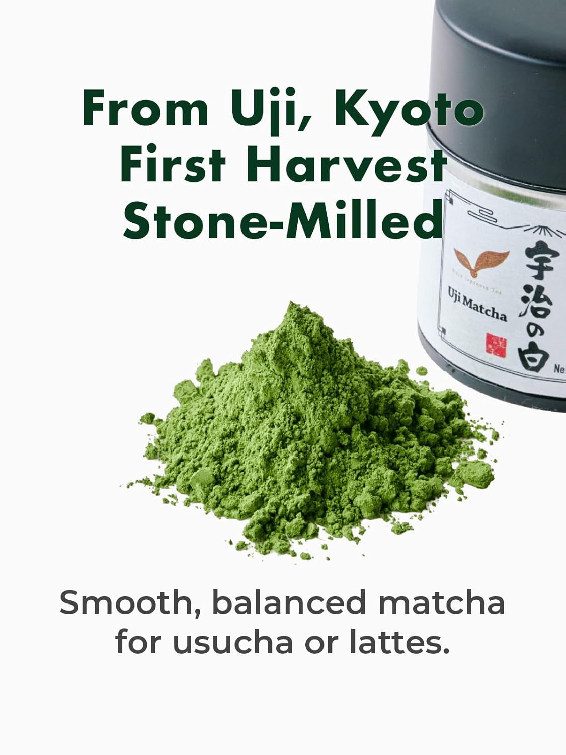 TAGASHIRA CHAHO "Uji no Shiro" Uji Matcha Green Tea Powder (30g/1.06oz) - First Harvest, Stone Milled, Authentic Ceremonial Grade, 100% Product of Japan